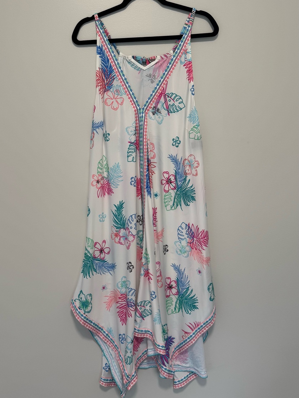 Coco Reef Tropical Floral Handkerchief Hem Swim Cover Up Dress 1X